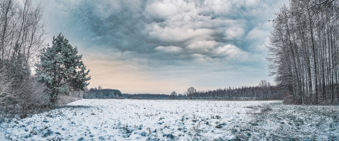 zimowa panorama wieś Gaj