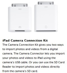 Camera Connection Kit dla iPada kosztuje 29 USD