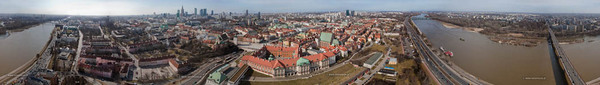 Panoramy Warszawy 360 z latawca i balonu