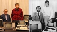 Bill Gates i Paul Allen odtwarzają słynne zdjęcie z 1981 roku