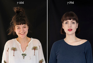 Portrety ludzi o 7 rano i 7 wieczorem - przed i po, ale bez Photoshopa
