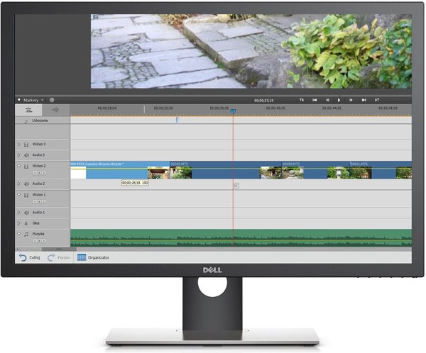 Dell UltraSharp UP3017 edycja wideo montaż wideo poradnik cykl filmowanie Adobe Premiere Elements Pro podstawy montażu Montuj filmy z Dellem przejścia
