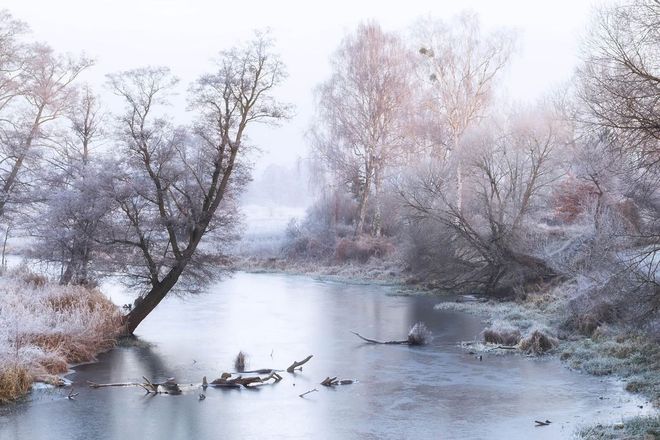 Rzeka Gwda w zimowej szacie