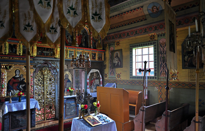 wnętrze cerkwi  p.w. św. Michała Archanioła w Przysłupiu