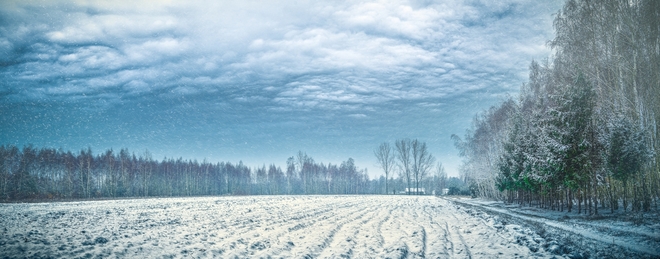 zimowa panorama wieś Gaj