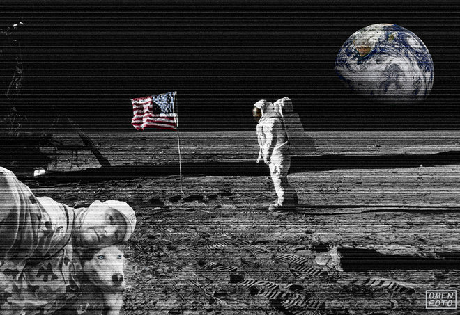 Księżycowe selfie z N.Armstrongiem. Księżyc-1969.